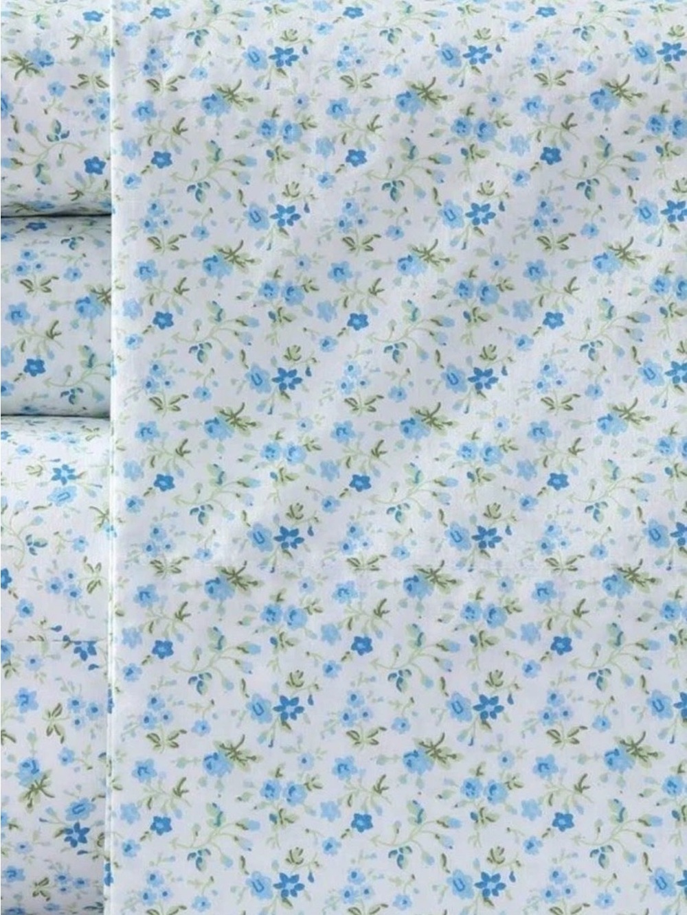 Laura Ashley ~ FULL Evie Blue Floral Sheet Set ~ 100%  Percale Cotton - Picture 4 of 8